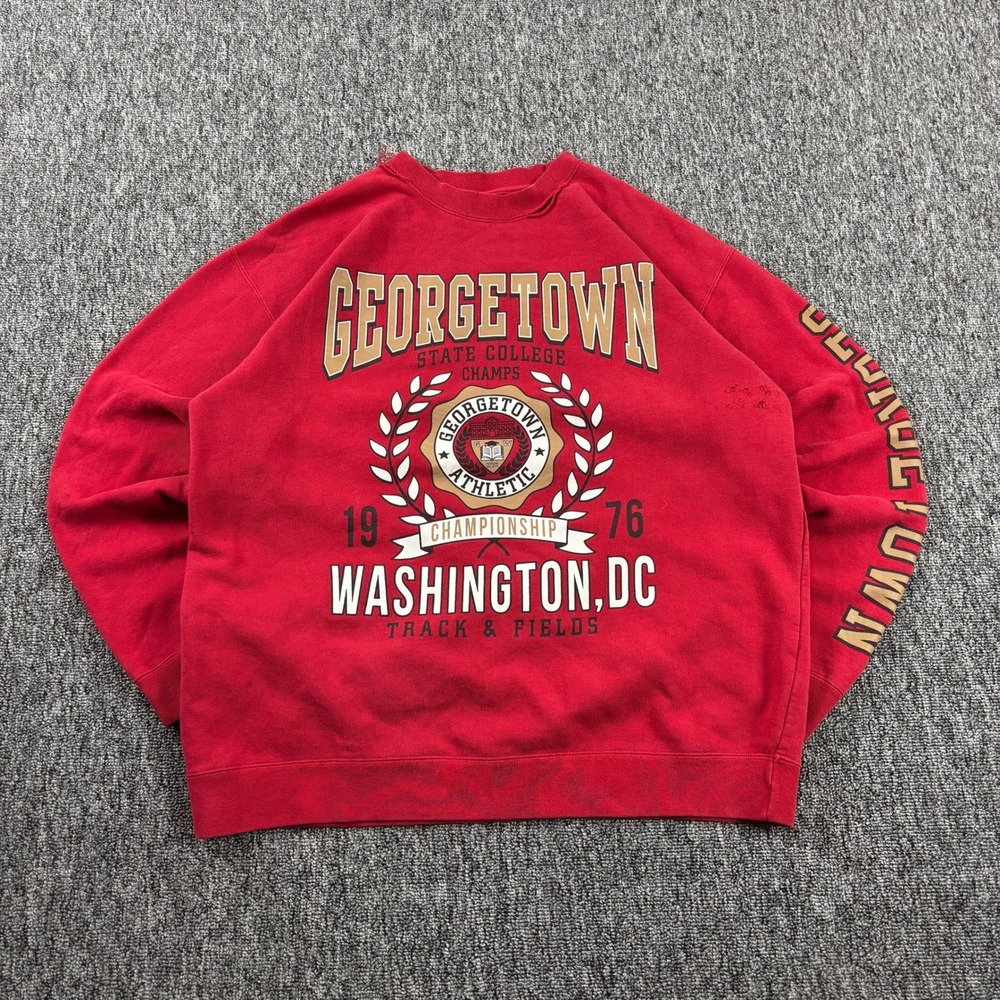 Vintage Georgetown State College 90s Champion Red Oak Sweatshirt Distressed XL